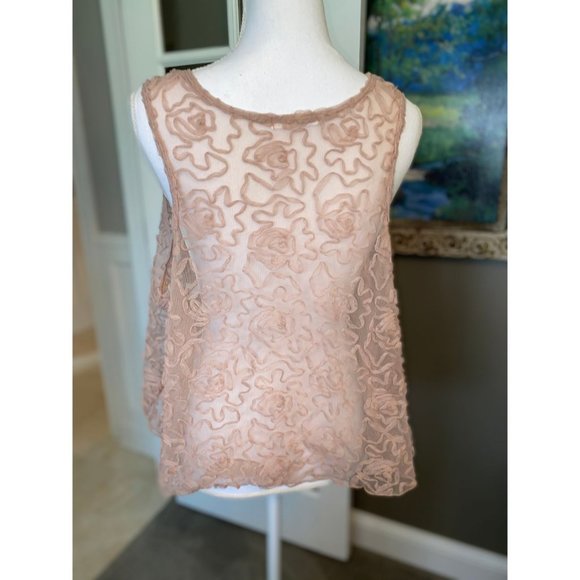 Free people lace Women’s Pink Tank Top L - Picture 4 of 5